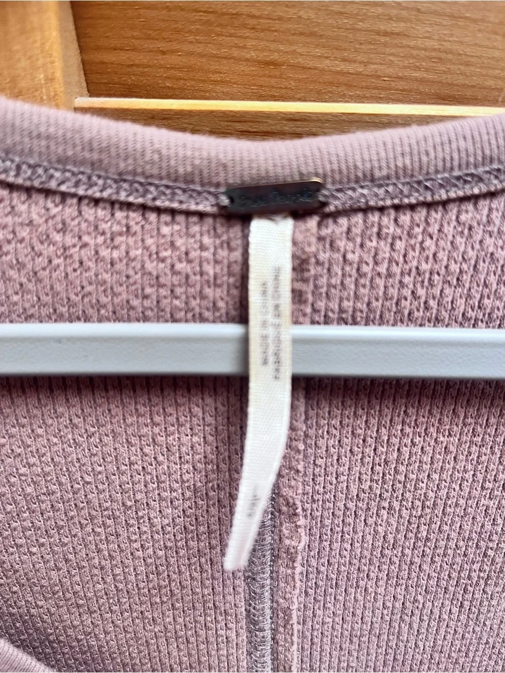 Free People Taupe Henley Top with Crochet Cuff - Picture 9 of 12